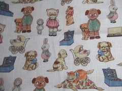PAPER DOLLS &ANIMALS Sheryl Ray Marquez #28119 Windham COTTON FABRICS VTG 13″X
