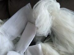 Off White Satin Mesh/Net and Lace For Doll Cloths Crafts Slow Stitch Vintage