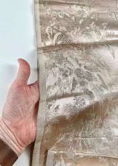 Vintage 100% Silk Satin Jacquard Fabric. Blush & Champaign Metallic Tree Design