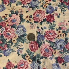 Vintage Floral Fabric By Peter Pan Pink Mauve Blue Yellow Flowers On Cream 2 Yds