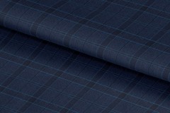 Dark Blue Windowpane Wool Fabric Suiting fabric by the yard Luxury Cashmere Wool