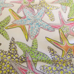 Cotton Fabric Joanns Multicolored Starfish On White 22″ x 48″ Craft Quilt