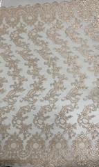 Elise TAUPE Polyester Corded Floral Embroidery on Mesh Lace Fabric by the Yard