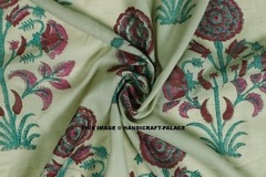 5 Yard Hand Block Print Handmade Cotton Indian Natural Flower Print Fabric Art
