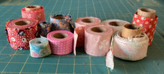 Fabric Strips Pre Cut 7/8″ To 2″ Mixed Patterns Dots Florals Lot Of 11 Lengths