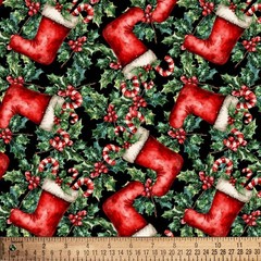 Christmas Santa Boots Candy Canes on Black
