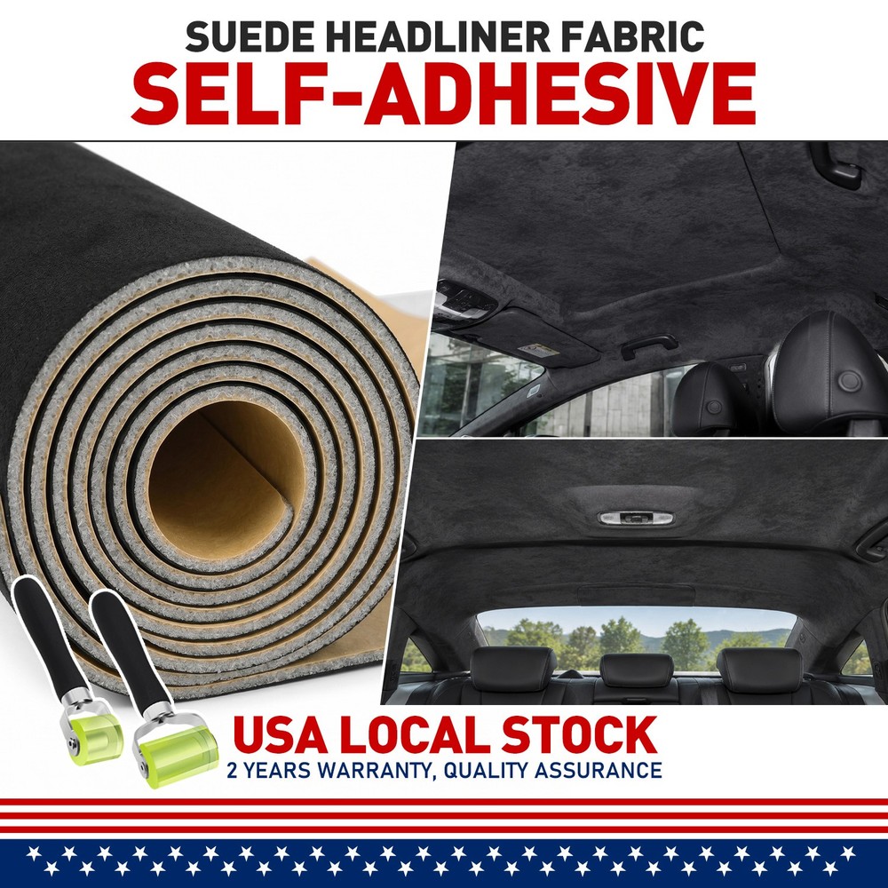 3mm 19″x78″ Self-Adhesive Suede Auto Ceiling Fabric Headliner Kit with Tools