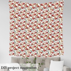 Manfei Red Mushroom Fabric Upholstery,Botanical Plant Fabric By Yard Soft