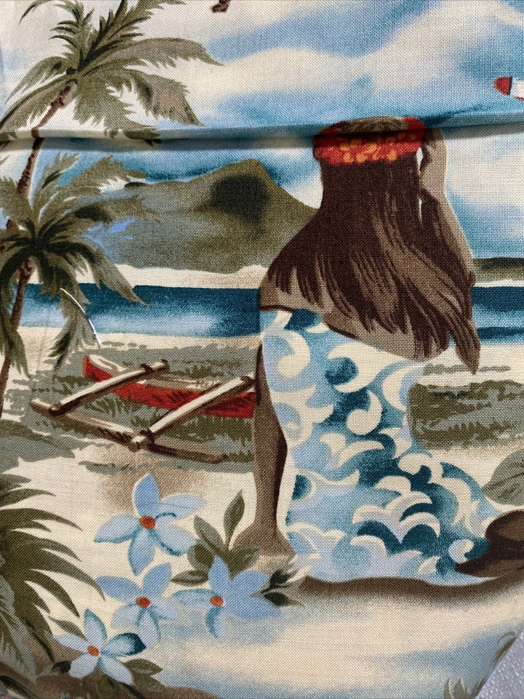Hoffman International Fabric Hawaiian Island Hula Girl Palm Trees BTY X 42″