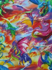 DRAGON DRAGONS FANTASY THRONES BRIGHT COLORS COTTON FABRIC FQ