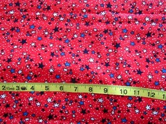 3/4 yd Cotton Patriotic Red with Black, Blue & White Stars & White Dots