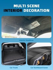Black Suede Headliner Fabric – 120″ L × 60″ W Auto Head Liners, Fabric Tube