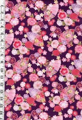 Hishiei Flowers & Floral Fans – Dobby Weave – H-7121-6C – Purple – By Half Yard