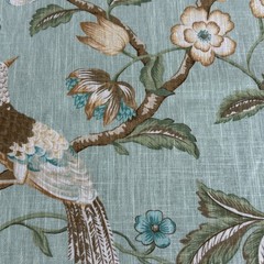 3/4 Yard Cut Jaclyn Smith Bird and Floral Sea Green Home Decor Fabric