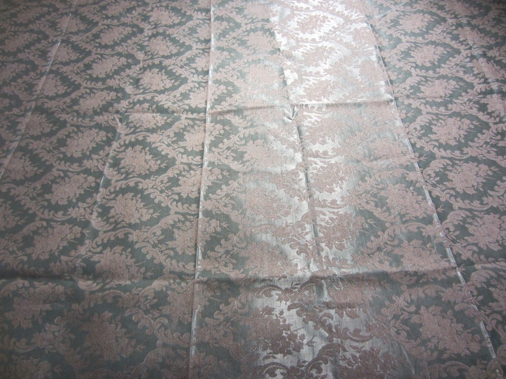 NEW~Small Pc Project~Seafoam/Taupe Damask Brocade Shimmer Light Wt Fabric~44″x55