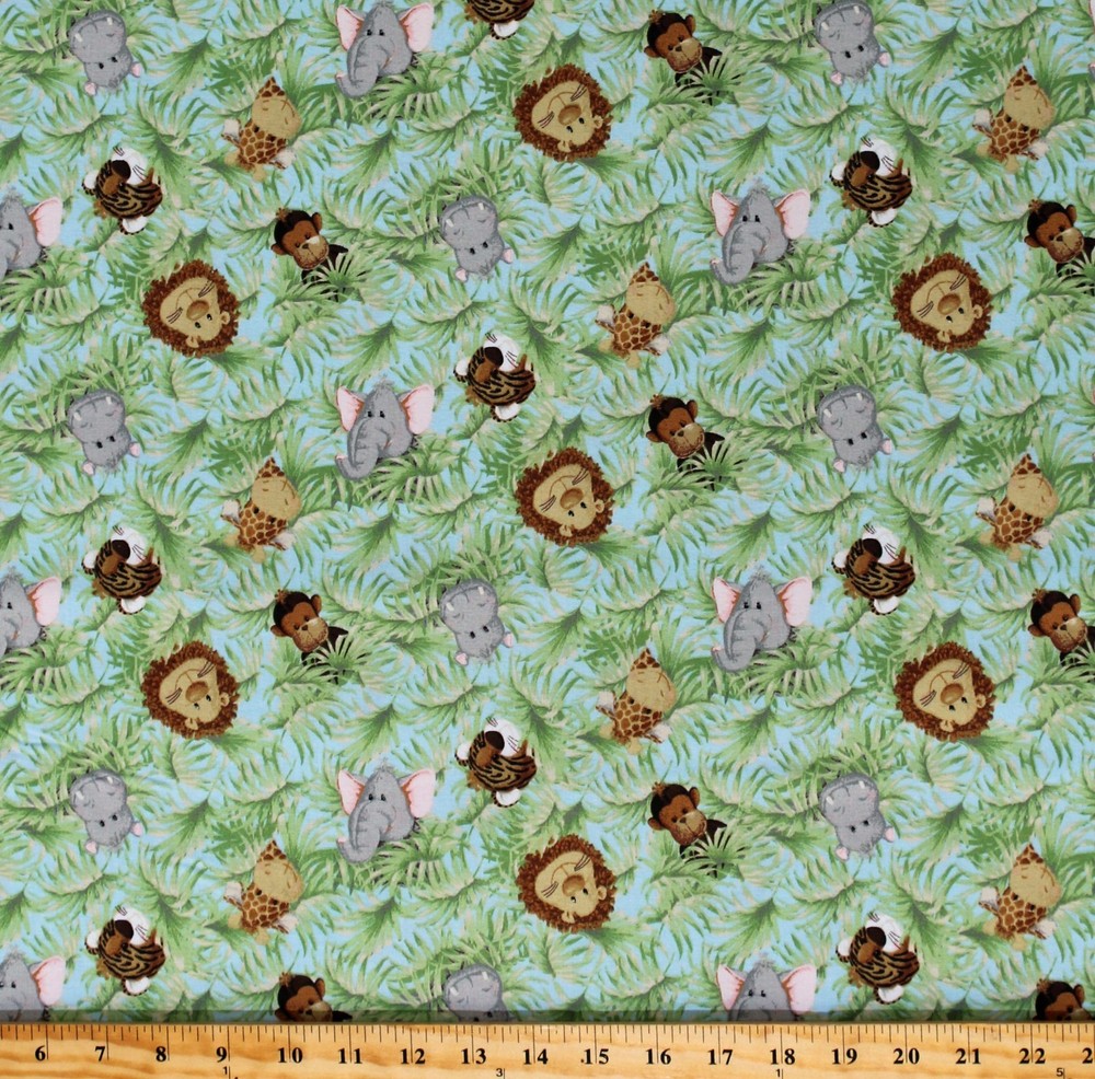 Cotton Animals Safari Jungle Baby Nursery Fabric Print by the Yard D507.37