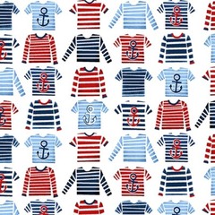 Nautical Fabric – Whale Time Stripe Sailor Shirt White – Studio E YARD
