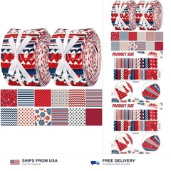 Hosuly 40 Pcs 4th of July Patriotic Fabric Red White and Blue Fabric American…