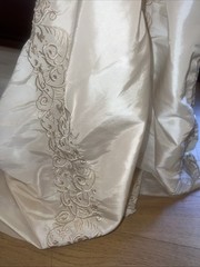 FAUX SILK EMBROIDERED~DRAPERY UPHOLSTERY Sold By The Yard – Bone / Ivory