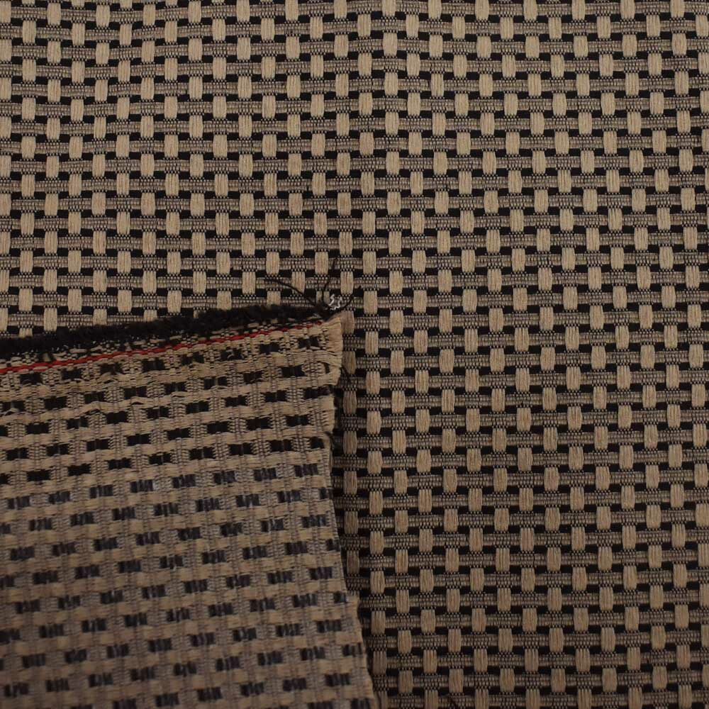 Boat Woven Checkered Pattern Fabric | Beige Black 57 Inch (YD)