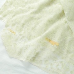 6Y+ x 55″ Vintage Sheer Voile Fabric Drapery Floral Rose Ethereal Sage Green