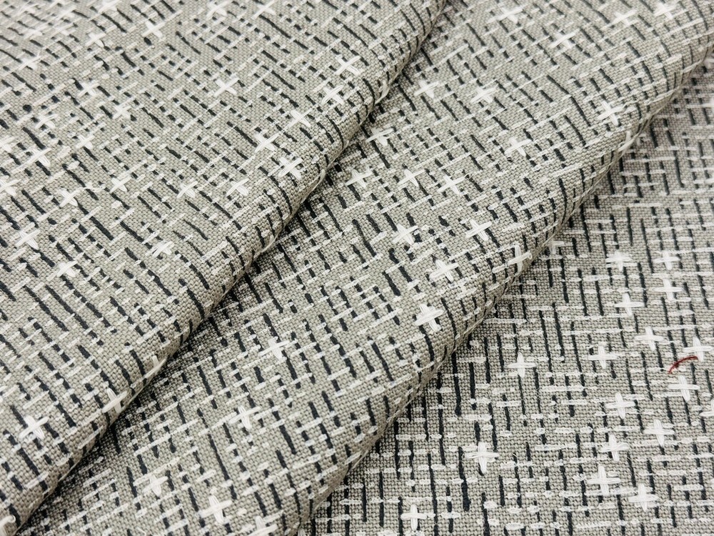 Seema Krish Handblock Print Embroidered Fabric- Pacific / Mist Gray 2 yds 1601/C