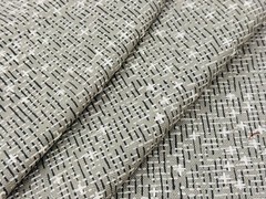 Seema Krish Handblock Print Embroidered Fabric- Pacific / Mist Gray 2 yds 1601/C