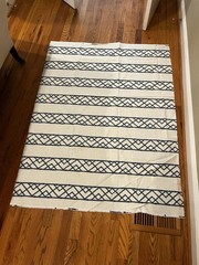 Kravet Latticely Ultramarine Fabric, Cut Yards, Blue Bamboo on Fine Ivory Linen