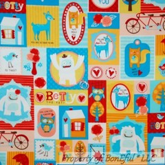 BonEful Fabric FQ Flannel Cotton Quilt Tree Deer OWL YETI Red Heart Kid Monster