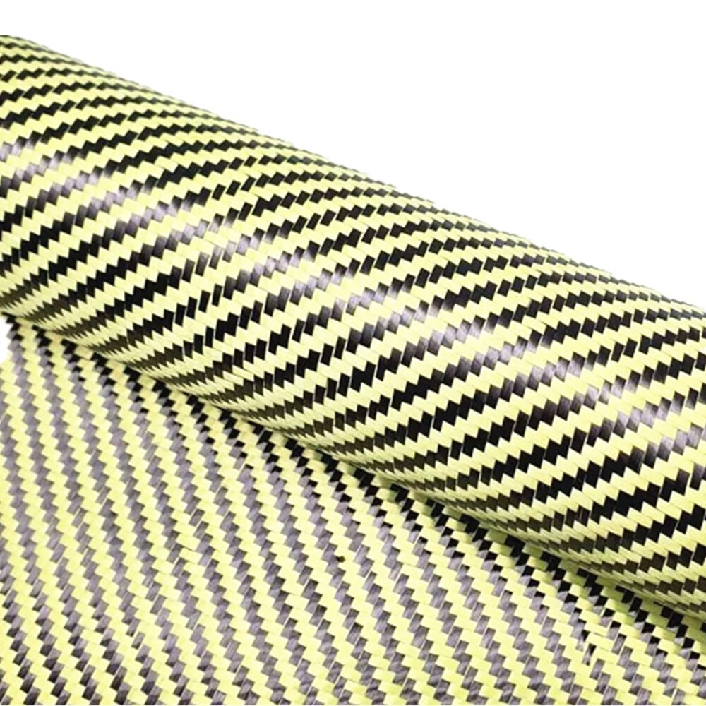 Carbon fiber&Yellow Aramid mixed Fabric Cloth Twill 3K 200gsm 50x100cm-roll pack