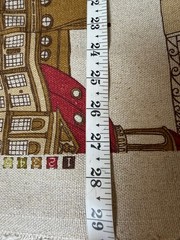Fabric Lot 2 Yds 34 In 54 W Architectural Theme Tan Green Red Uphol Heavy Weight