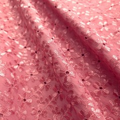 Dusty Rose Polycotton Eyelet Fabric Embroidered Floral Scalloped 40″ By The Yard