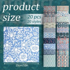 Quilting Fabric Squares Floral Patchwork 10×10 Cotton Precut 20Pcs Vintage (71