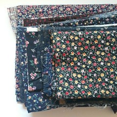 Mixed 10 Lot Cotton Fabrics Pieces Dark Tone Mostly Floral Prints 1 LB