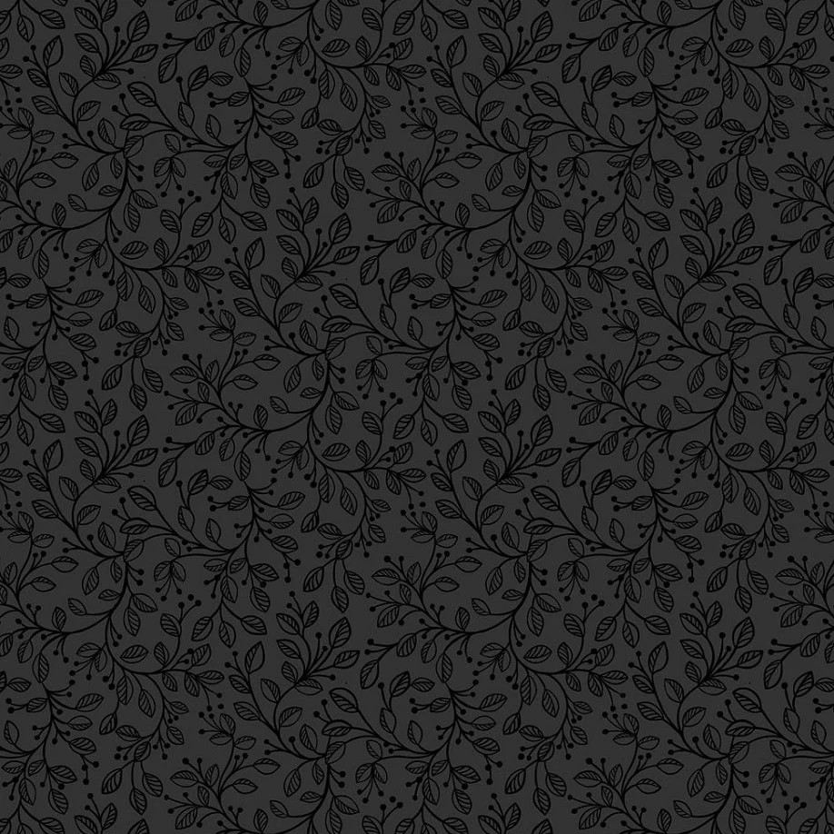 LEWIS & IRENE – Tiny Tonals – Forest Vines – Black on black ,1/4 yard