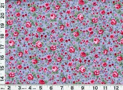 Red Roses Dk Blue Flowers on Blue Quilting & Sewing Fabric by the Yard #930