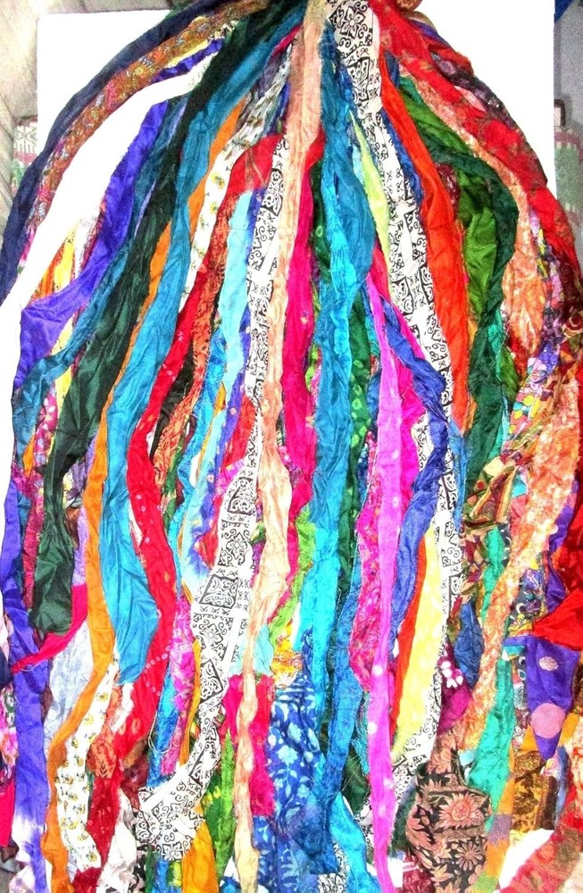 ABB Vintage Sari Silk Yarn Ribbon 21yds Mixed Shades Craft “” NO TARIFF “”