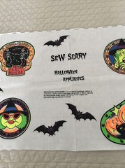 Vtg Sew Scary” Neon Fabric Halloween Applique Panel Wamsutta Hallmark Card Inc.