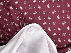 Vtg Fabric Polyester or Nylon – 66″ x 148″ – Burgandy Red Paisley 1970s