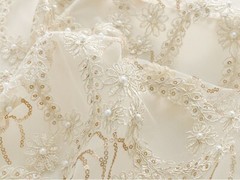 Embroidery Beaded Wedding Dress Lace Fabric Women Clothing Skirts Gown Trim 0.5M