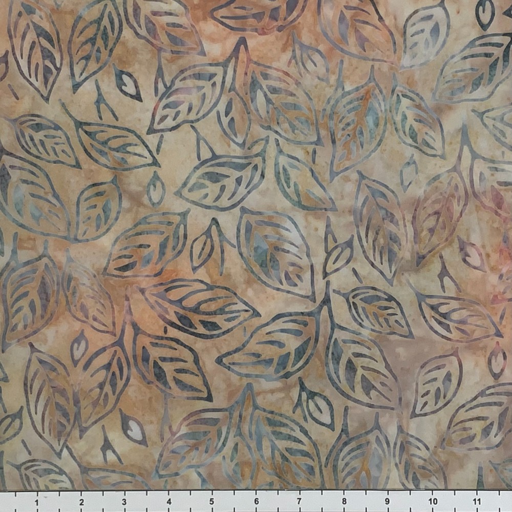 1 Yard Cut of Lunn Birch Leaves Batik 100% Cotton 3886 Sorbet Peach Pink Fabric