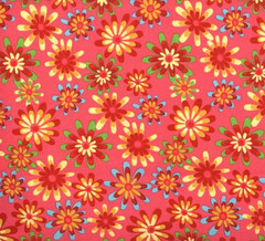 Premium 100% cotton fabric, Gorgeous multi colored on red/orange by the the yard