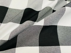 Dobby Buffalo BIG Checks Plaid Fabric Scottish Royal Stewart 140cm wide BLACK