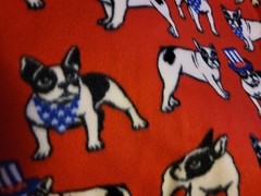 Red Patriotic French Bulldog Anti-Pill Fleece 60″ x 1 yard new