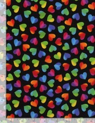 Hearts Fabric Ombre Multicolor Black Cotton Timeless Treasures C8570 By Yard