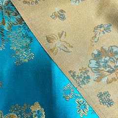 Anais TURQUOISE Floral Brocade Chinese Satin Fabric for Cheongsam/Qipao, Appare