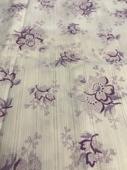 VTG Beautiful Feminine Purple Lavender Florals on White DIMITY Stripe BTFQ