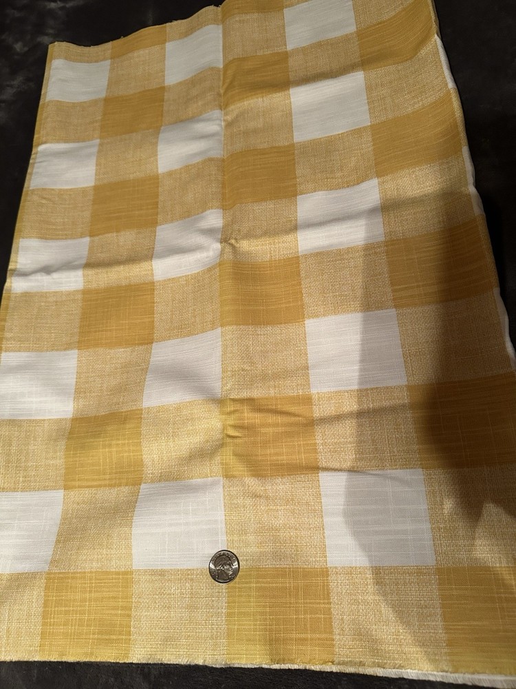 Yellow and White Linen Big Buffalo Check (74.5”X 27”Yd)
