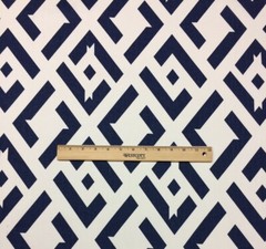 KRAVET CHINA CLUB INDIGO BLUE MODERN GEOMETRIC 100% LINEN FABRIC BY YARD 54″W