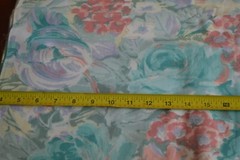By 1/2 Yd, Large Abstract Floral Turquoise Peach & Yellow Pastels Cotton, N1491
